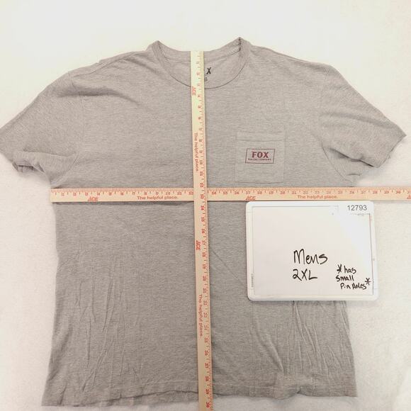 Fox Casual Crew Neck Graphic Short Sleeve Pocket T Shirt Mens Size 2XL Gray - Picture 6 of 10